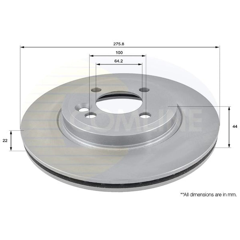 Comline 2 x Internally Vented Front Brake Discs ADC1713V