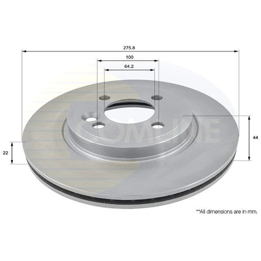 Comline 2 x Internally Vented Front Brake Discs ADC1713V