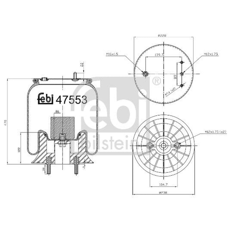 Febi Air Suspension Bellow 238mm 47553