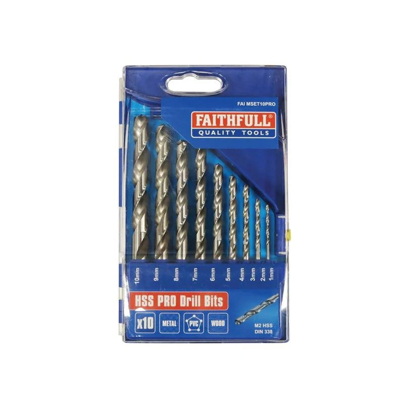 Faithfull Professional HSS Jobber Drill Bit Set, 10 Piece (1 - 10mm)