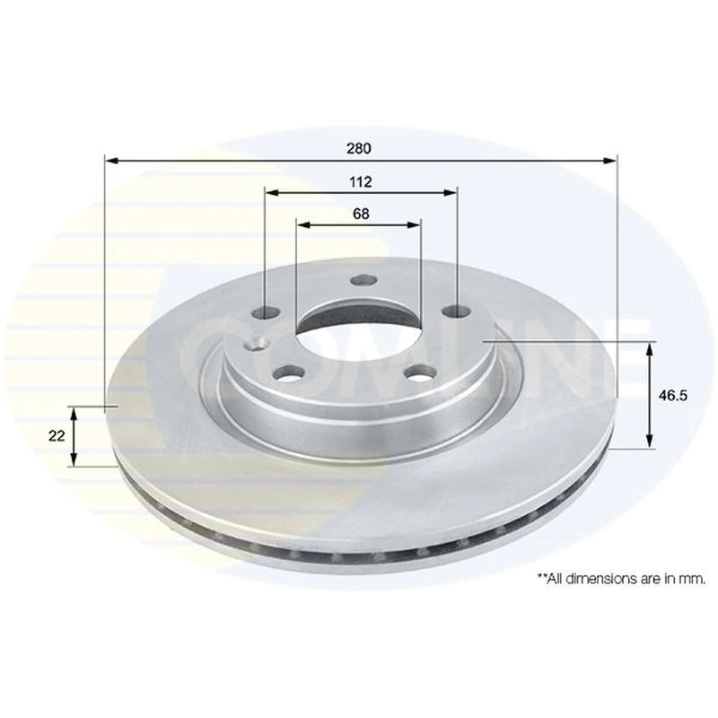 Comline 2 x Front Brake Discs ADC1412V