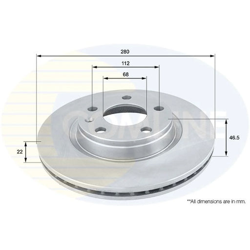 Comline 2 x Front Brake Discs ADC1412V