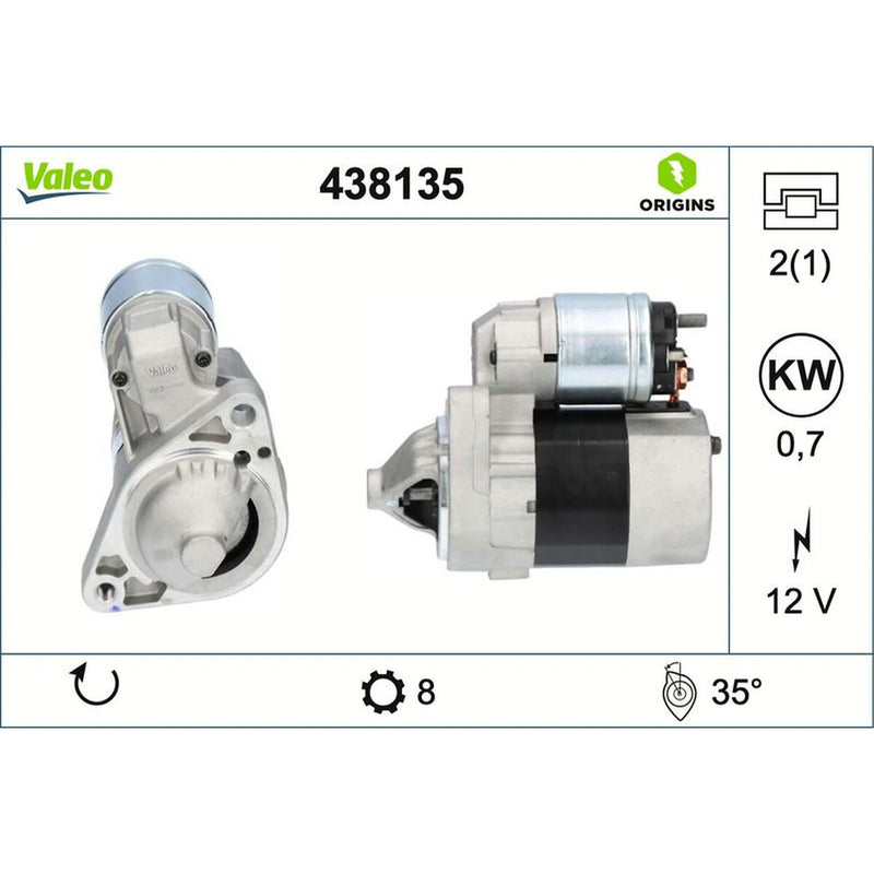 Valeo Starter Motor 12V 0.7kW 8 Teeth 438135