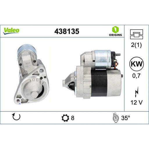Valeo Starter Motor 12V 0.7kW 8 Teeth 438135