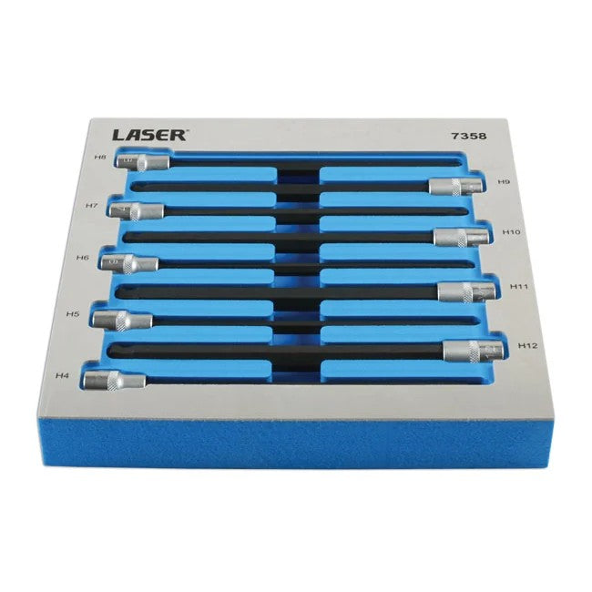 Laser Tools Extra Long Ball End Hex Socket Bit Set 3/8"D 9pc - PL