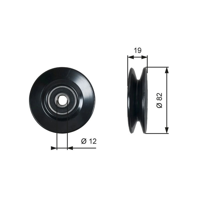 Gates V-Belt Deflection Pulley/Guide Pulley 82mm OD ID Thick T36606