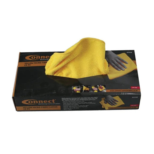 Connect Microfibre Yellow Cloths in Dispenser Box 20pc - CPL