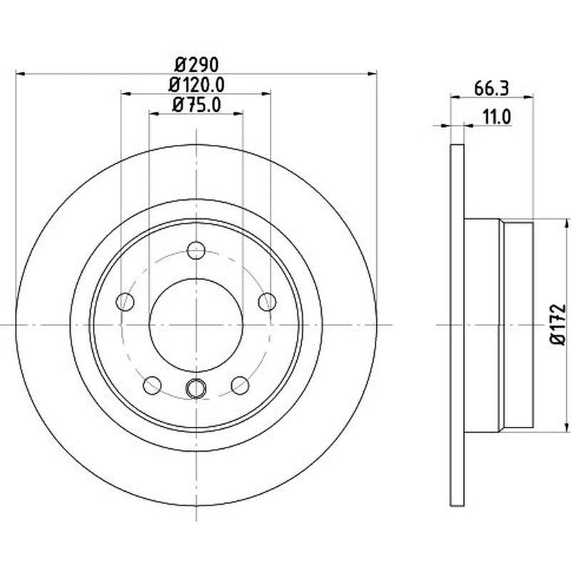 DON 2 x Solid Rear Brake Discs PCD11582