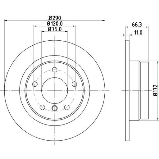 DON 2 x Solid Rear Brake Discs PCD11582