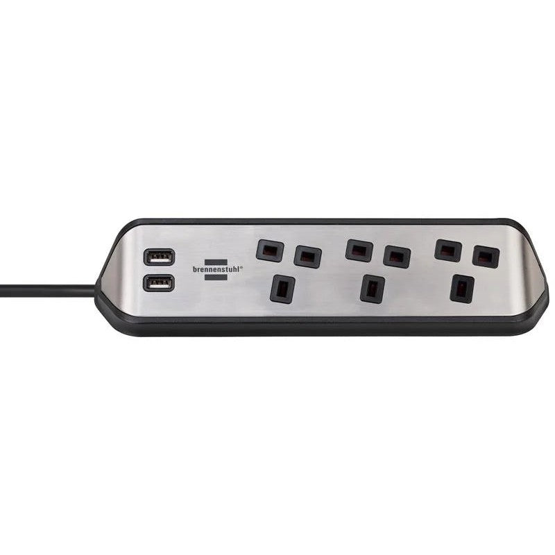 Brennenstuhl estilo Corner Extension Lead 240V 3-Gang 13A Black 2m - 1153593410