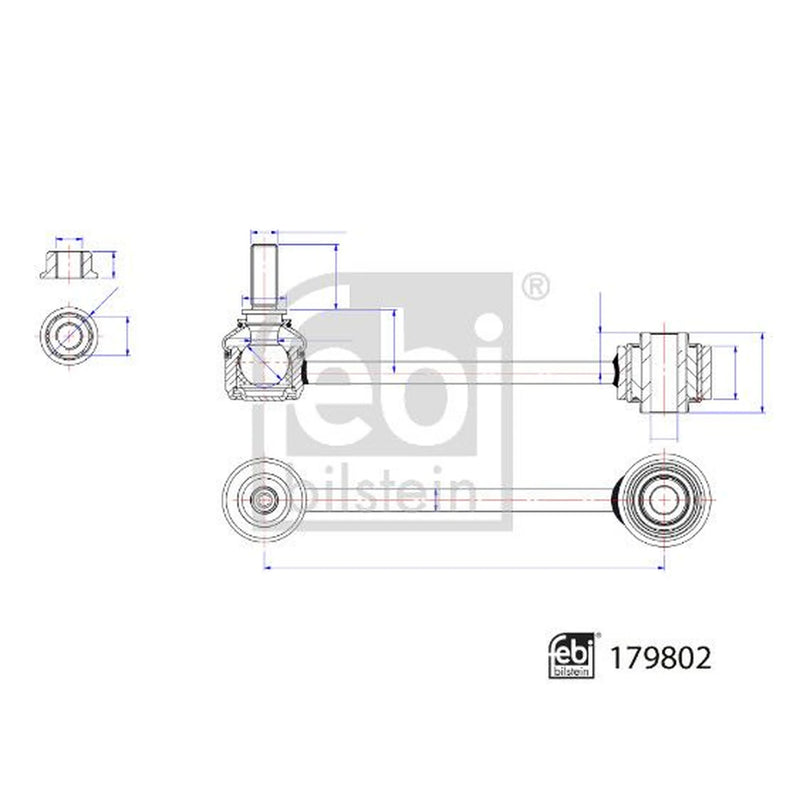 Febi Stabiliser Bar Link Coupling Rod Rear Right 179802