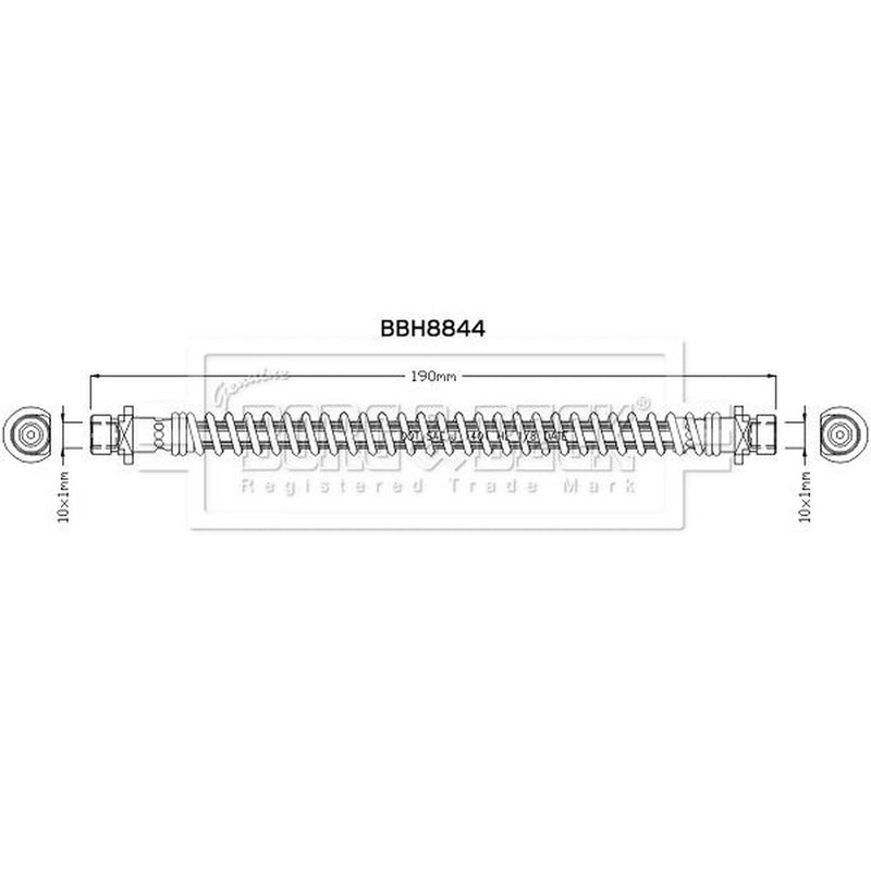 Borg & Beck Brake Hydraulic Hose Line Rear Left BBH8844