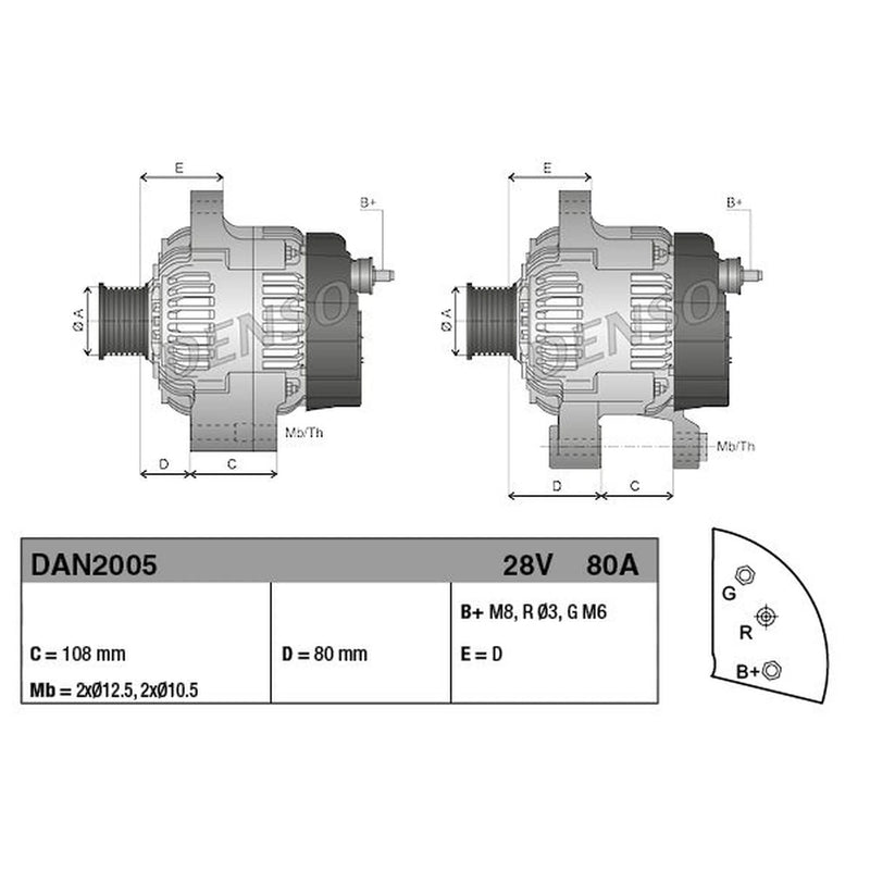 Denso Car Alternator 12V DAN2005