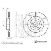 Blue Print 2 x Internally Vented Front Brake Discs ADBP430013