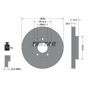 Textar 2 x Vented Front Brake Discs 92133905
