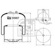 Febi Air Suspension Bellow 180mm Rear Right 39987