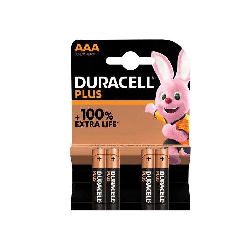 Duracell AAA Cell +100% Plus Power Batteries (Pack 4) - S18707