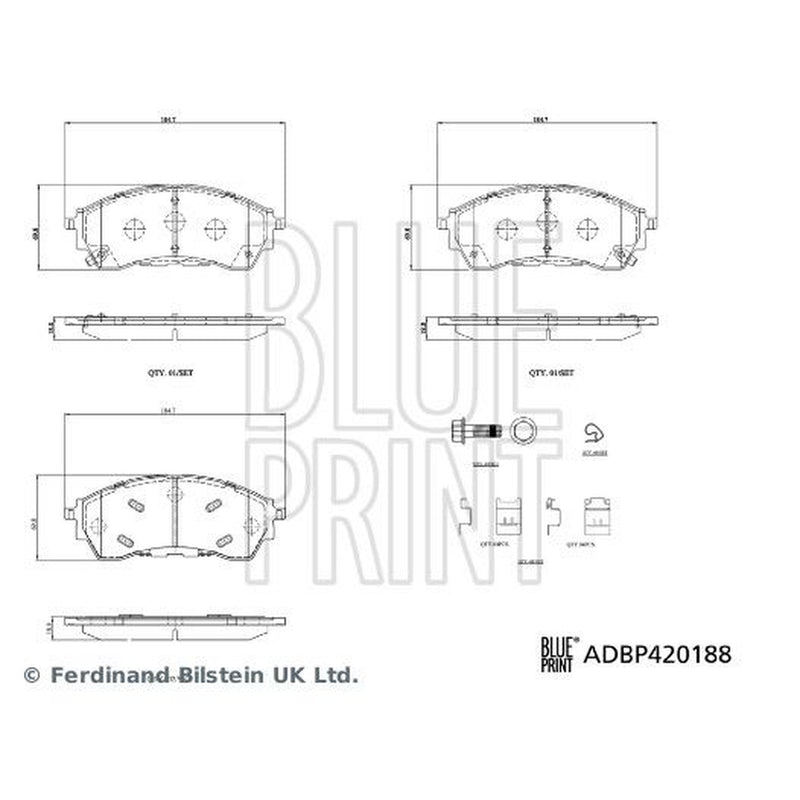 Blue Print Front Brake Pad Set ADBP420188