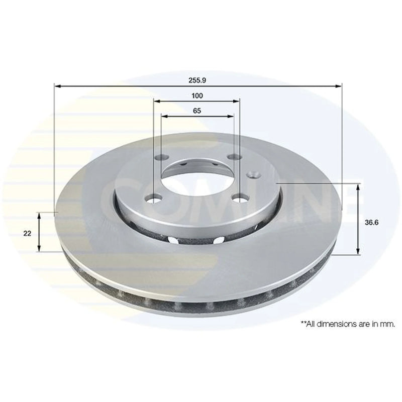 Comline 2 x Internally Vented Front Brake Discs ADC2600V