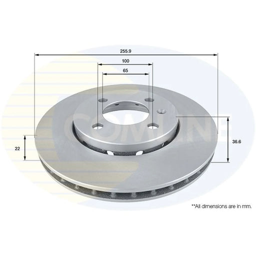 Comline 2 x Internally Vented Front Brake Discs ADC2600V