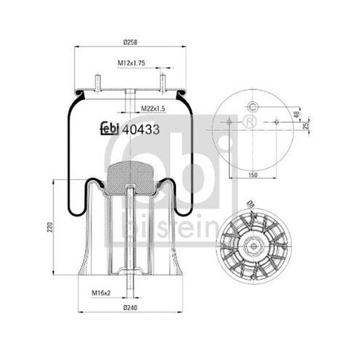 Febi Air Suspension Bellow 240mm 40433