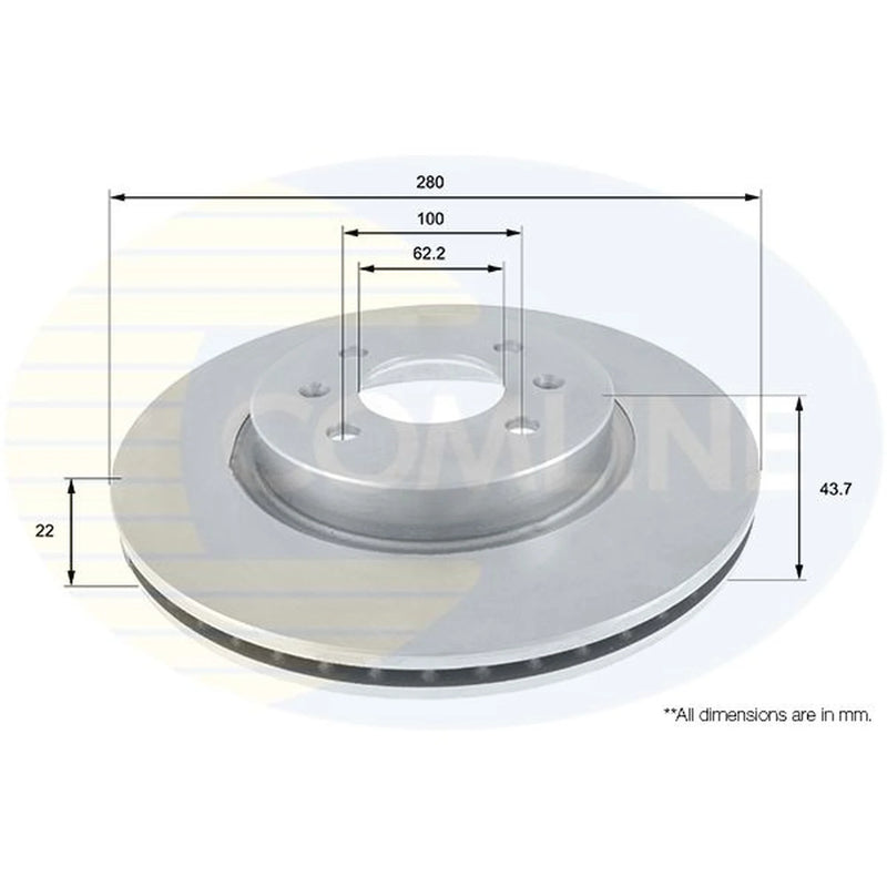 Comline 2 x Internally Vented Front Brake Discs ADC2405V