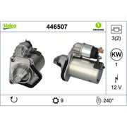 Valeo Starter Motor 12V 1kW 9 Teeth 446507