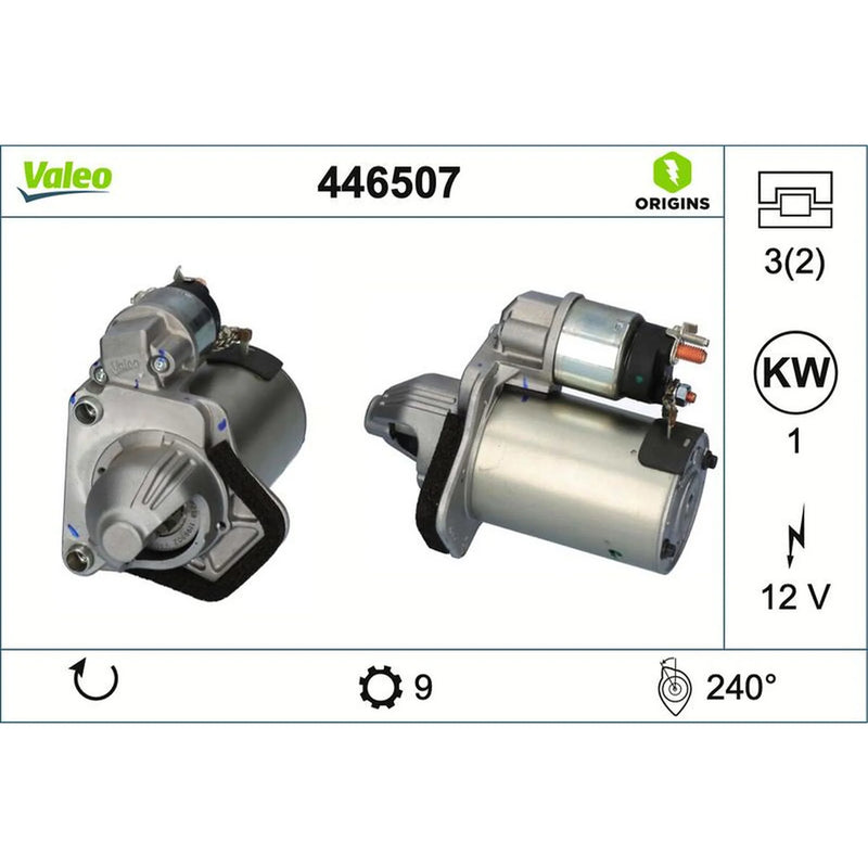 Valeo Starter Motor 12V 1kW 9 Teeth 446507