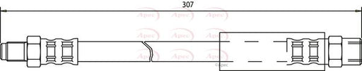APEC Brake Hose Rear Inner 307mm Length Fits Audi 80 A6 A8 BMW 7 Series Z8 APEC - Town Parts