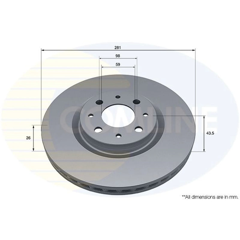 Comline 2 x Internally Vented Front Brake Discs ADC5193V