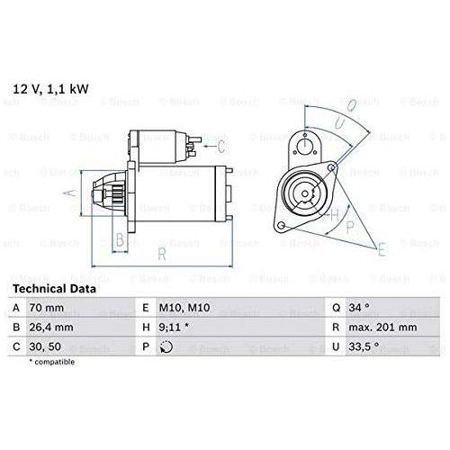 Bosch Reman Starter Motor 2035 0986020350 Bosch  - Town Parts