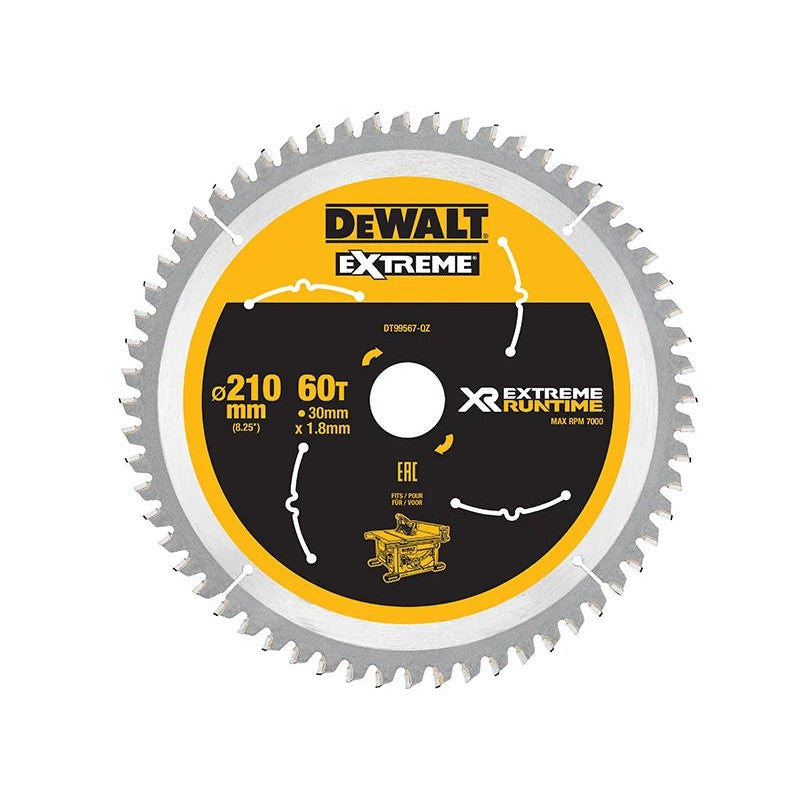DEWALT Power Tools XR FlexVolt Table Saw Blade 210 x 30mm x 60T - DT99567-QZ