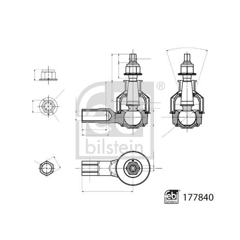 Febi Steering Tie Rod End Ball Joint Front Right 177840