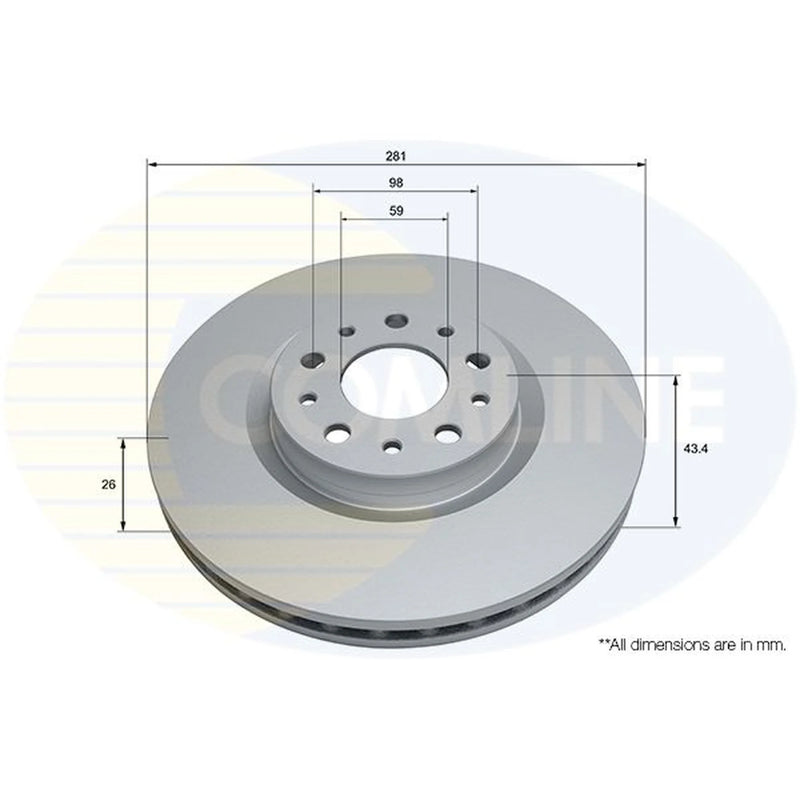 Comline 2 x Internally Vented Front Brake Discs ADC2974V