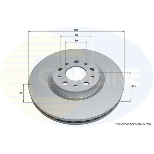 Comline 2 x Internally Vented Front Brake Discs ADC2974V