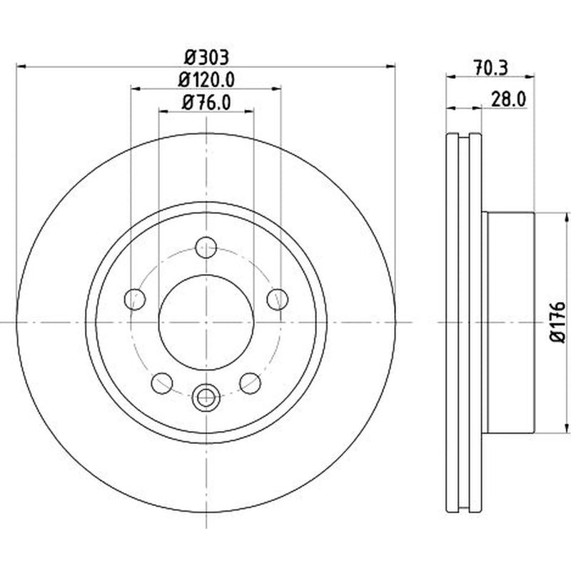 DON 2 x Internally Vented Front Brake Discs PCD22801