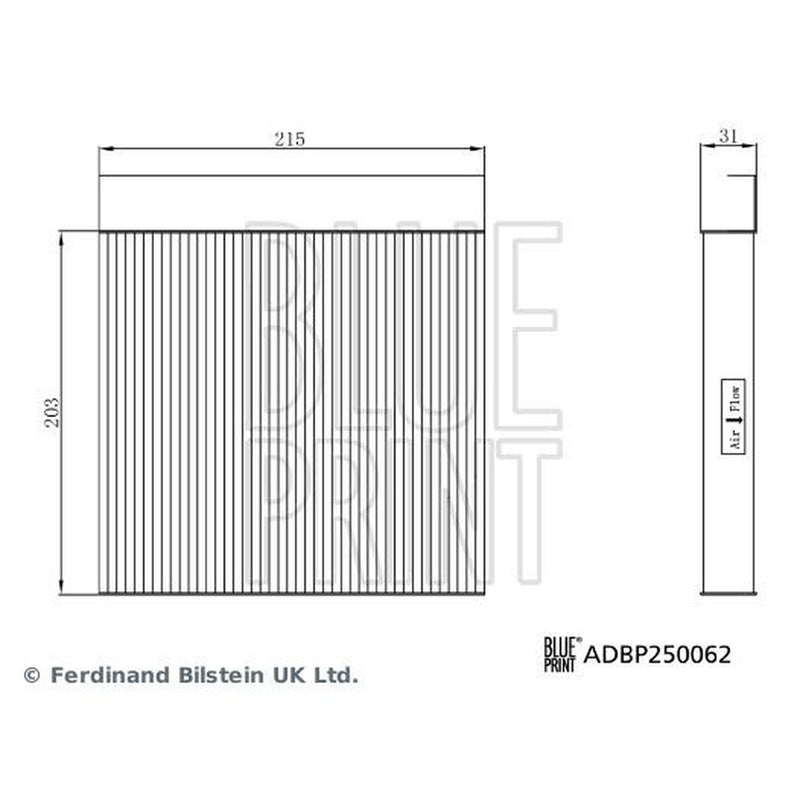 Blue Print Cabin Air Filter (Pollen Filter) ADBP250062