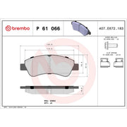 Brembo 4 x Front Brake Pad Set P61066X