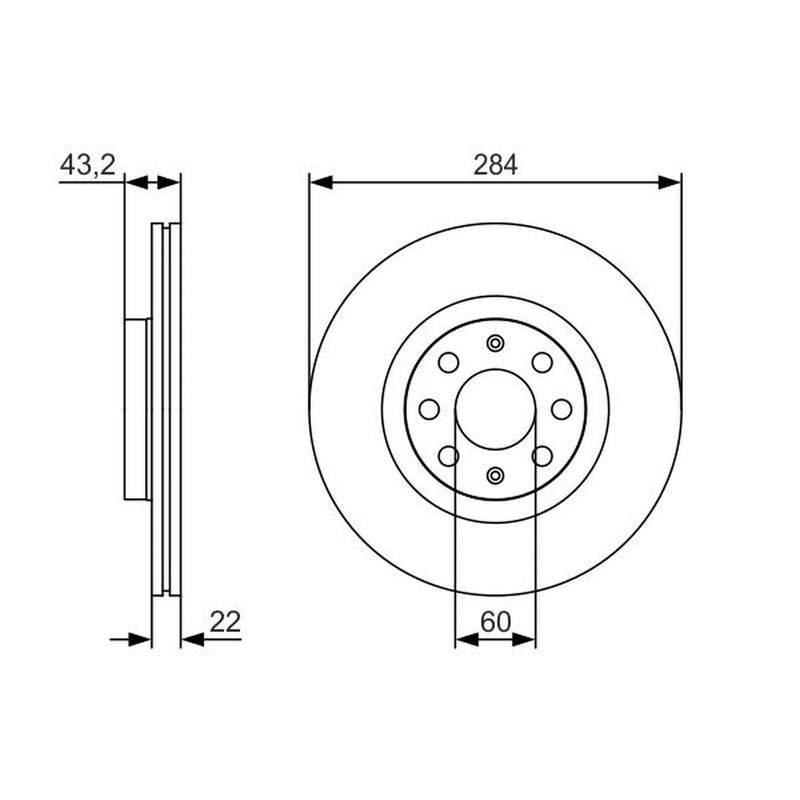 Bosch 2 x Vented Brake Discs 0986479S91 OE 55700922 55700923 93188918 0 986 479 S91