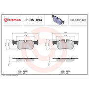 Brembo 4 x Rear Brake Pad Set P06094
