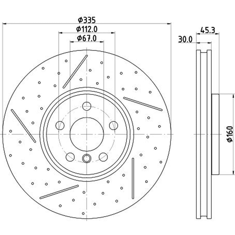 Mintex 2 x Drilled Dimples Front Brake Discs MDC2951C