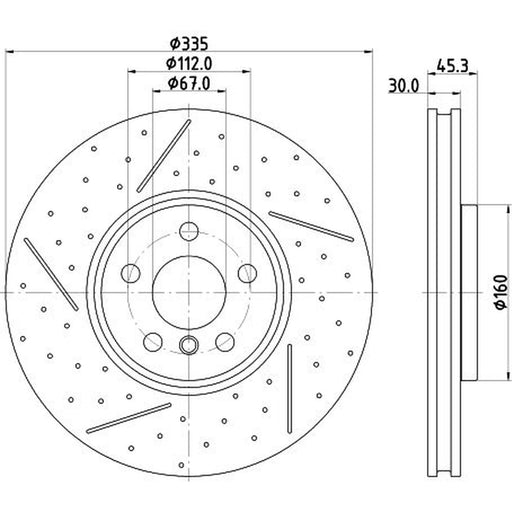 Mintex 2 x Drilled Dimples Front Brake Discs MDC2951C