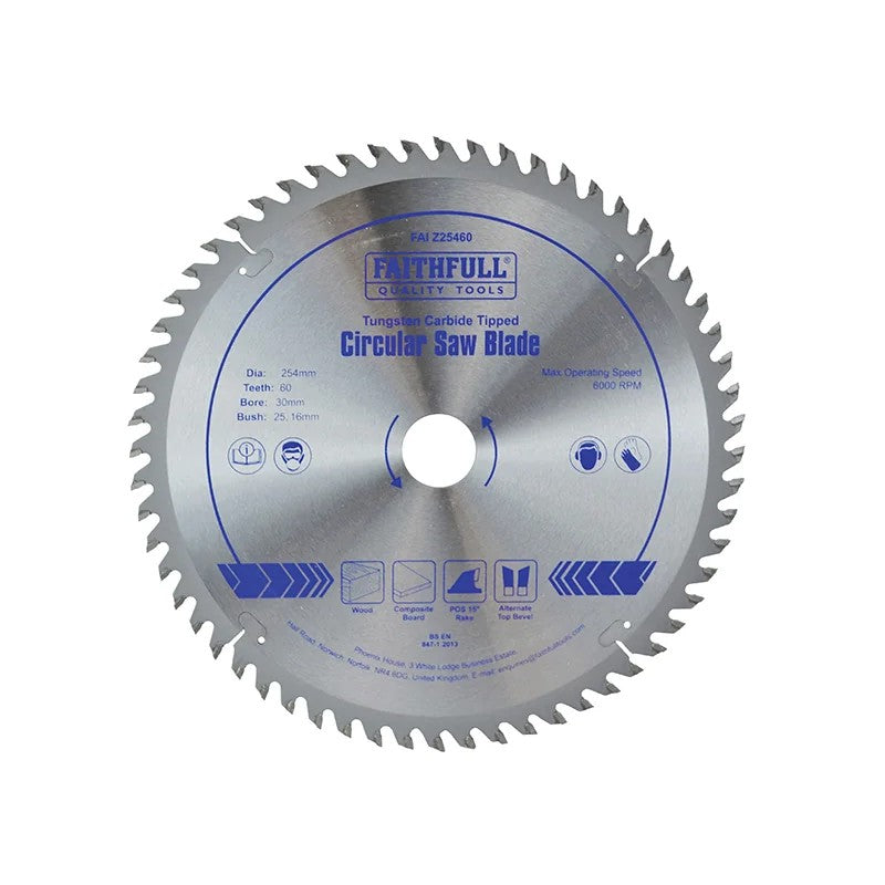 Faithfull TCT Circular Saw Blade 254 x 30mm x 60T POS - FAIZ25460