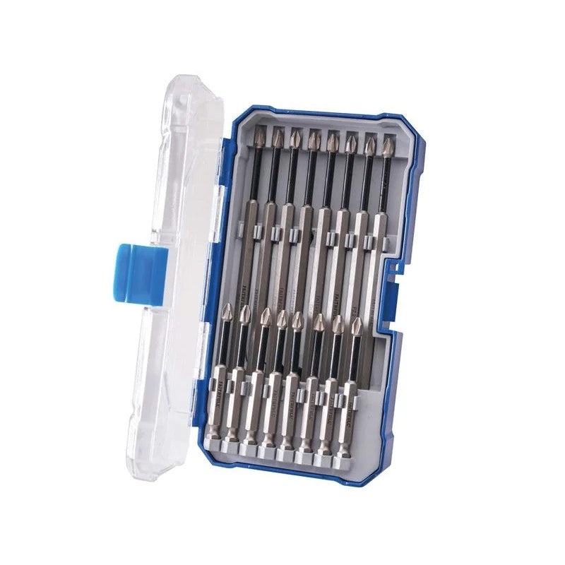 Faithfull Long Impact Bit Set in Case, 16 Piece - FAISBSET16I