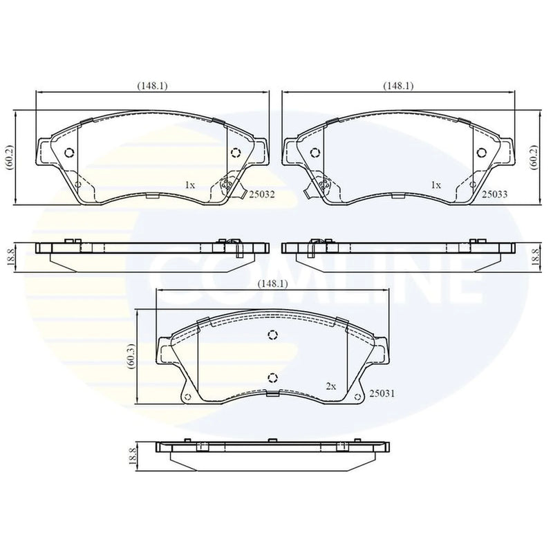 Comline 4 x Front Brake Pad Set CBP32038