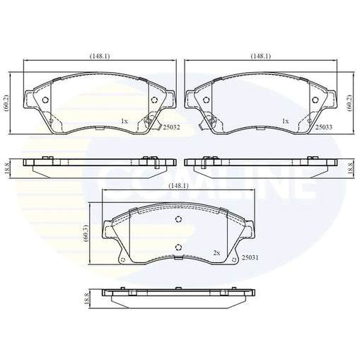 Comline 4 x Front Brake Pad Set CBP32038