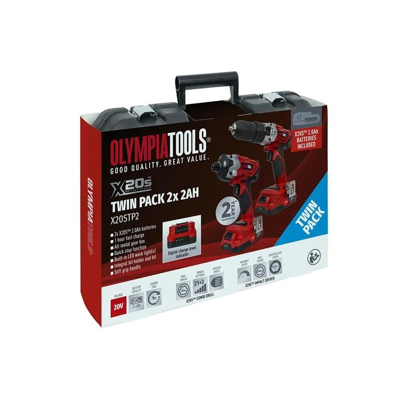 Olympia Power Tools X20S™ Twin Pack 20V 2 x 2.0Ah Li-ion - 09-930