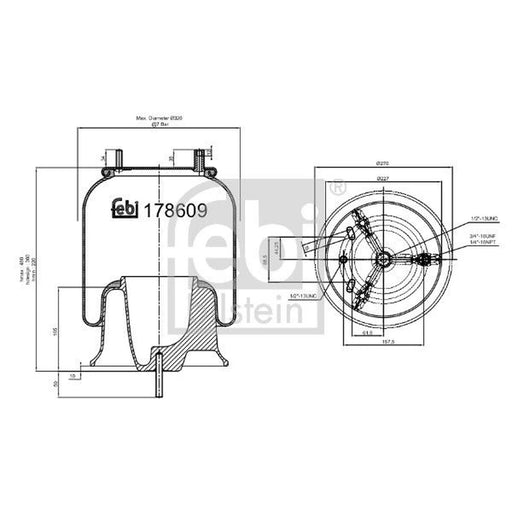 Febi Air Suspension Bellow 227mm Front 178609