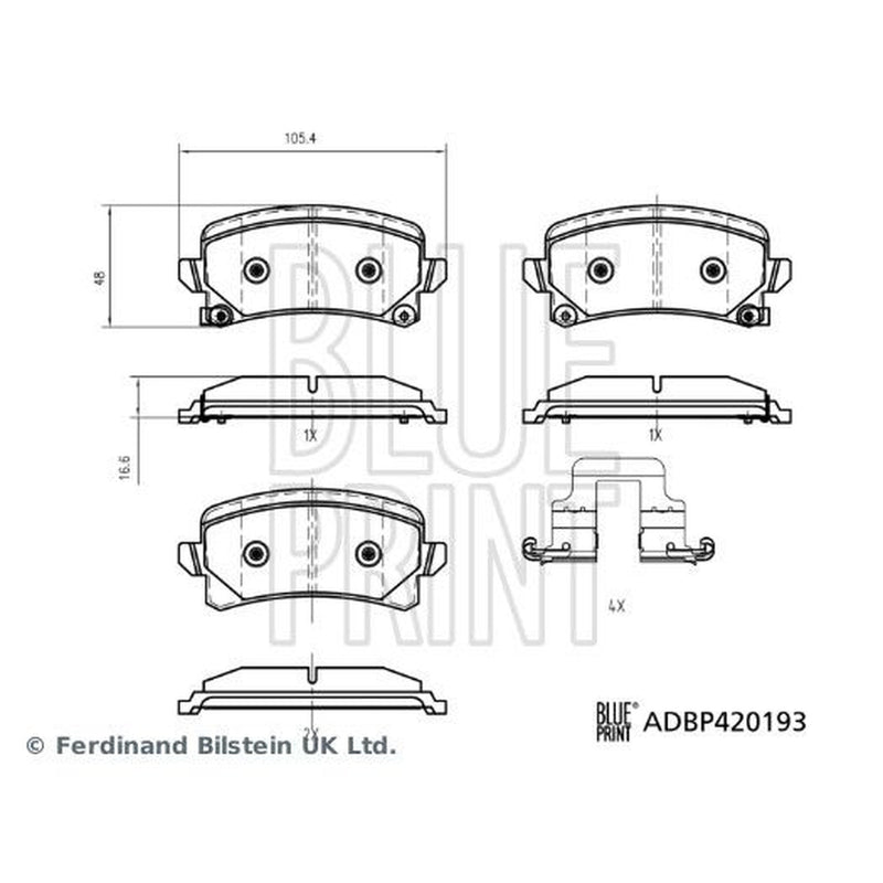 Blue Print Rear Brake Pad Set ADBP420193