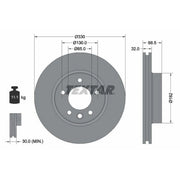 Textar 2 x Front Vented Brake Discs 92121505